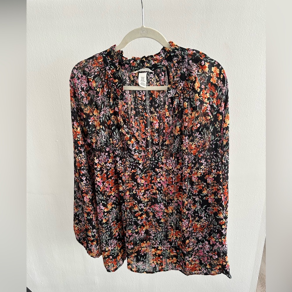 H&M Floral Sheer Top